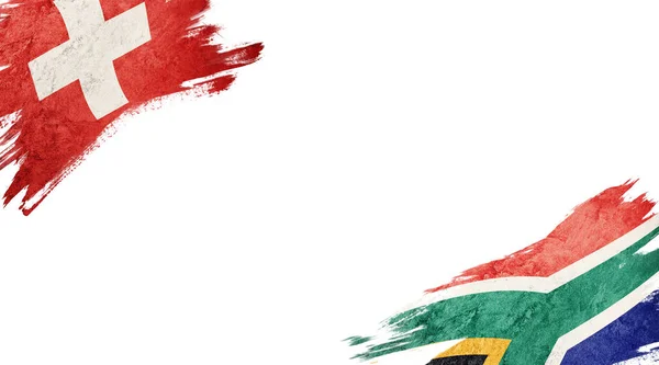 흰 바탕에는 스위스와 남아프리카 공화국의 국기 — 스톡 사진